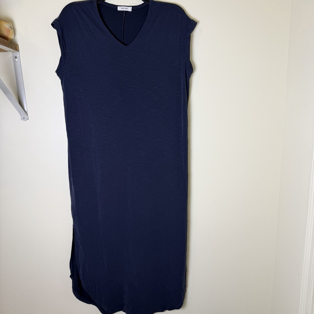 Mod Ref Strait Line Midi Dress Womens Sizes/Md Navy Short Sleeve